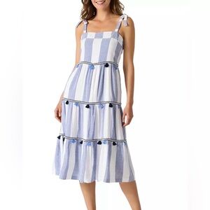 Tommy Bahama St. Lucia Rugby Stripe Midi Dress with pockets Size Large